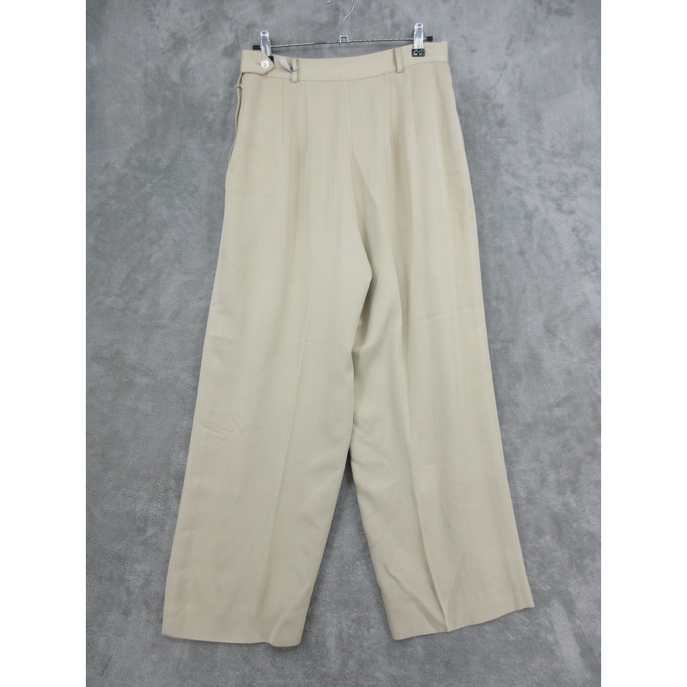 Vintage Ann Taylor Pants Womens Size 10 Silk Pleated Wide Leg Trousers Pockets - Picture 2 of 13